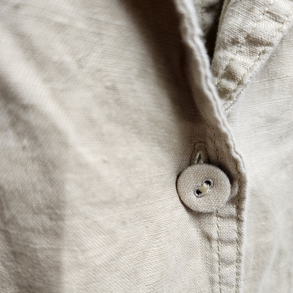 Everlane Linen Button Down Collared Neutral Dress - Picture 7 of 8